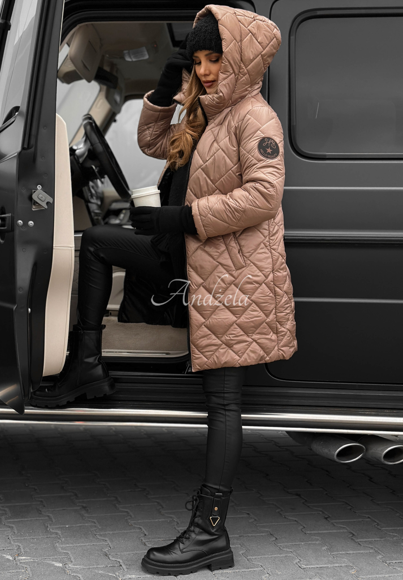 Long quilted jacket Forest Walk mocha