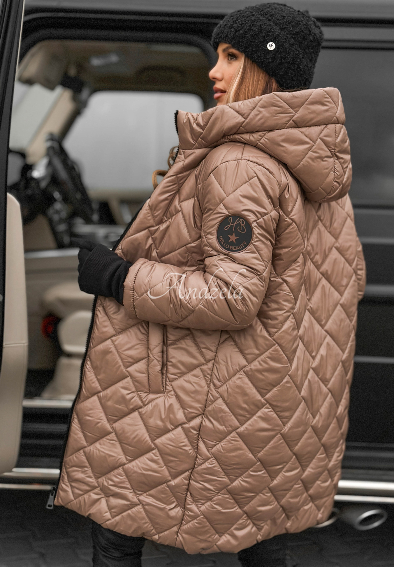 Long quilted jacket Forest Walk mocha