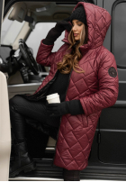 Długa pikowana kurtka Forest Walk burgundowa