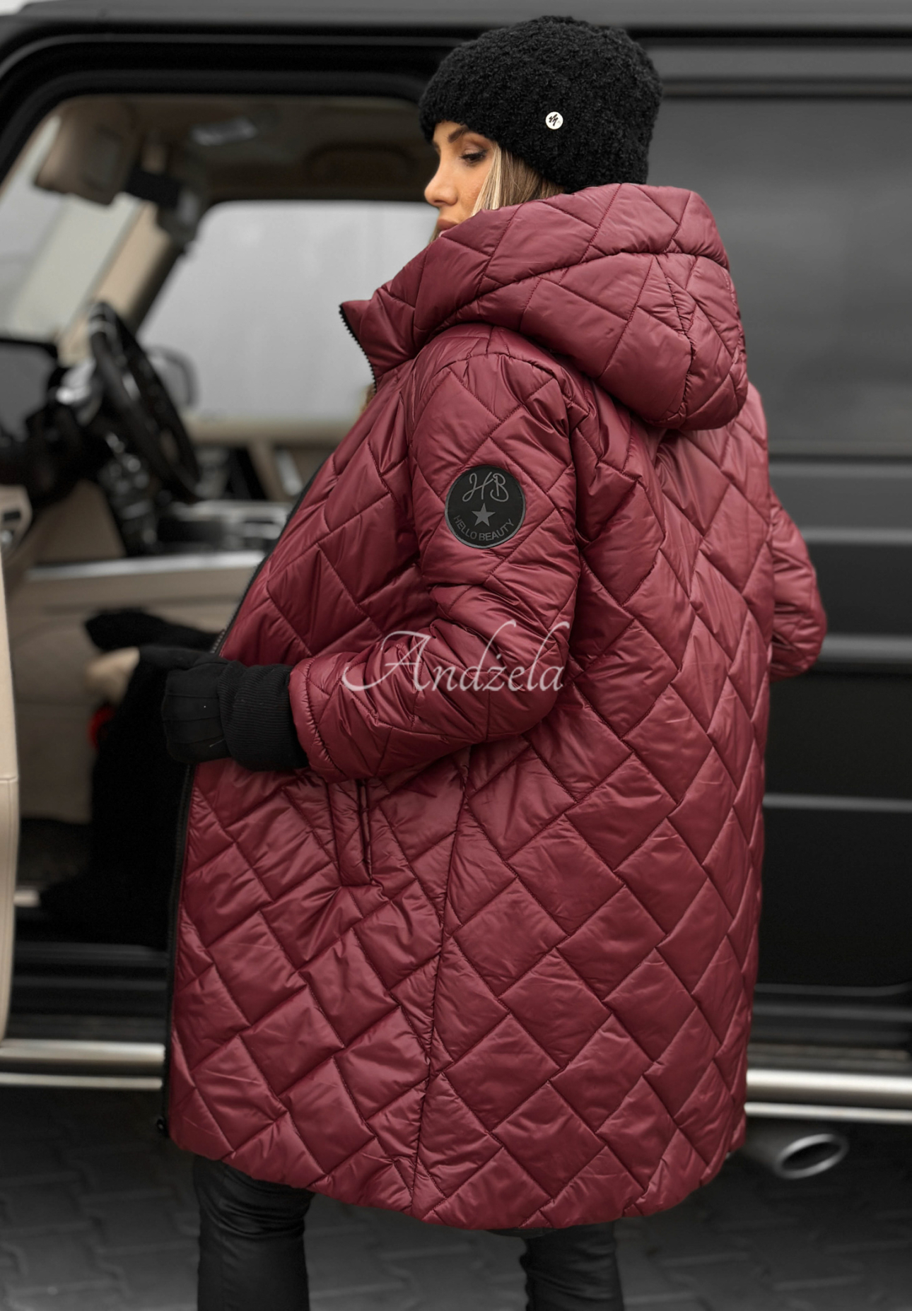 Forest Walk long quilted jacket burgundy