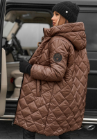 Długa pikowana kurtka Forest Walk czekoladowa