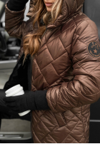 Długa pikowana kurtka Forest Walk czekoladowa