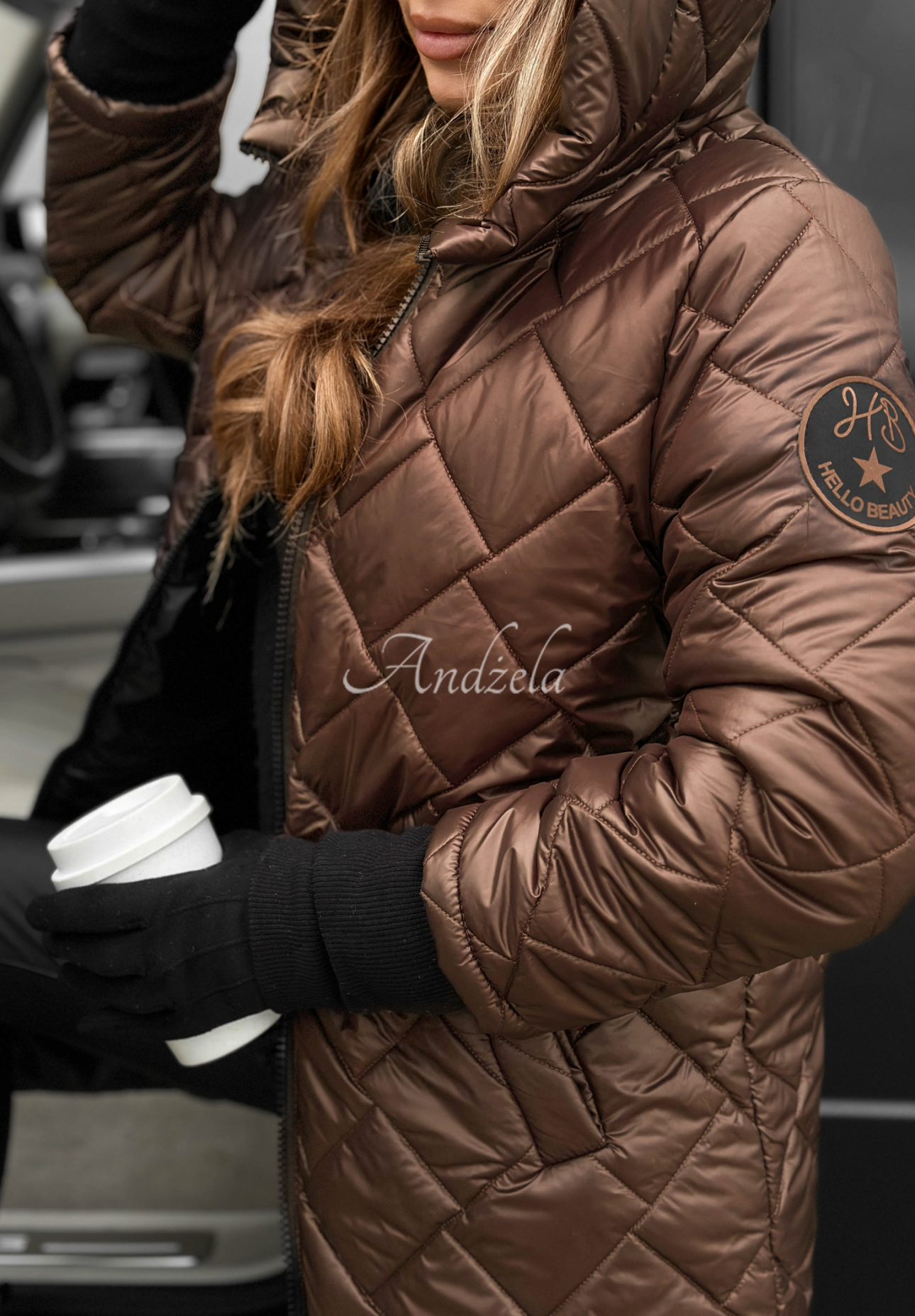 Forest Walk long quilted jacket chocolate