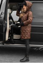 Długa pikowana kurtka Forest Walk czekoladowa