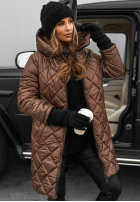 Długa pikowana kurtka Forest Walk czekoladowa