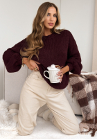 Sweter oversize Pink Mountain burgundowy