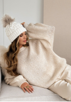 Sweter oversize Pink Mountain beżowy