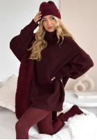 Sweter z golfem Mavi burgundowy