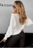 Lekki sweter z nadrukiem Miss Mademoiselle ecru