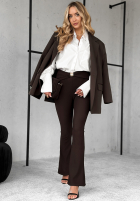 Legginsy dzwony z ozdobnym pasem To The Caffe czekoladowe