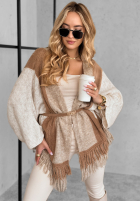 Kardigan oversize z frędzlami Quiet Mornings beżowy