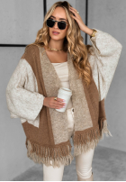 Kardigan oversize z frędzlami Quiet Mornings beżowy