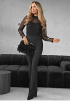 Siateczkowa bluzka z koronką Divine Lace czarna