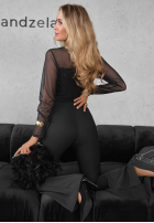 Siateczkowa bluzka z koronką Divine Lace czarna