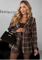 Marynarka w kratę Let Me Know czekoladowa
