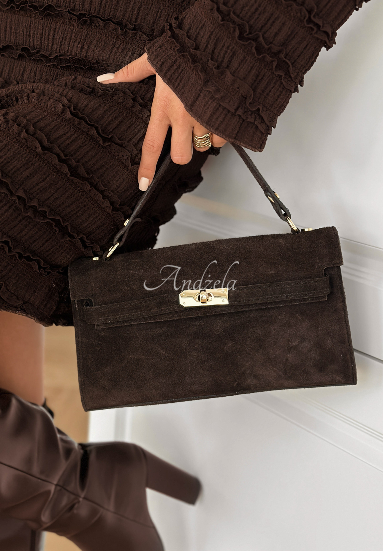 Weekend Only chocolate suede handbag