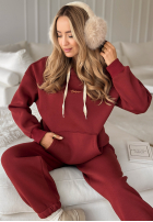 Komplet dresowy bluza i spodnie She Did That burgundowy