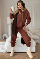 Komplet dresowy bluza i spodnie She Did That czekoladowy