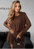 Koronkowa sukienka z falbankami What We Had czekoladowa