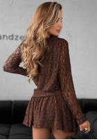 Koronkowa sukienka z falbankami What We Had czekoladowa