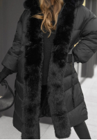 Długa pikowana kurtka z futerkiem Mountain House czarna