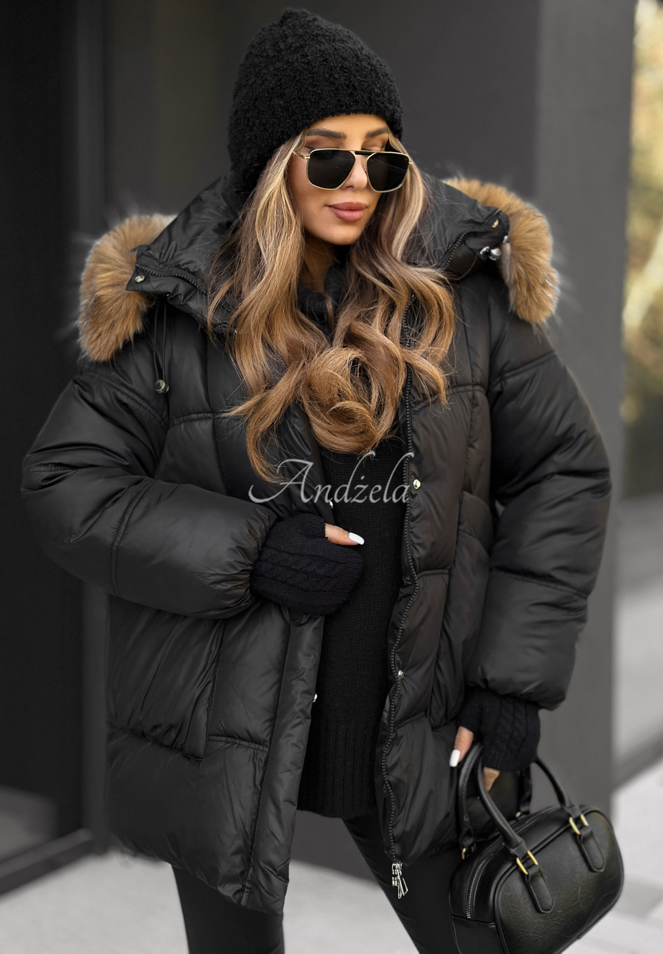 Quilted hooded jacket Say Goodbye black