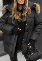 Pikowana kurtka z kapturem Say Goodbye czarna