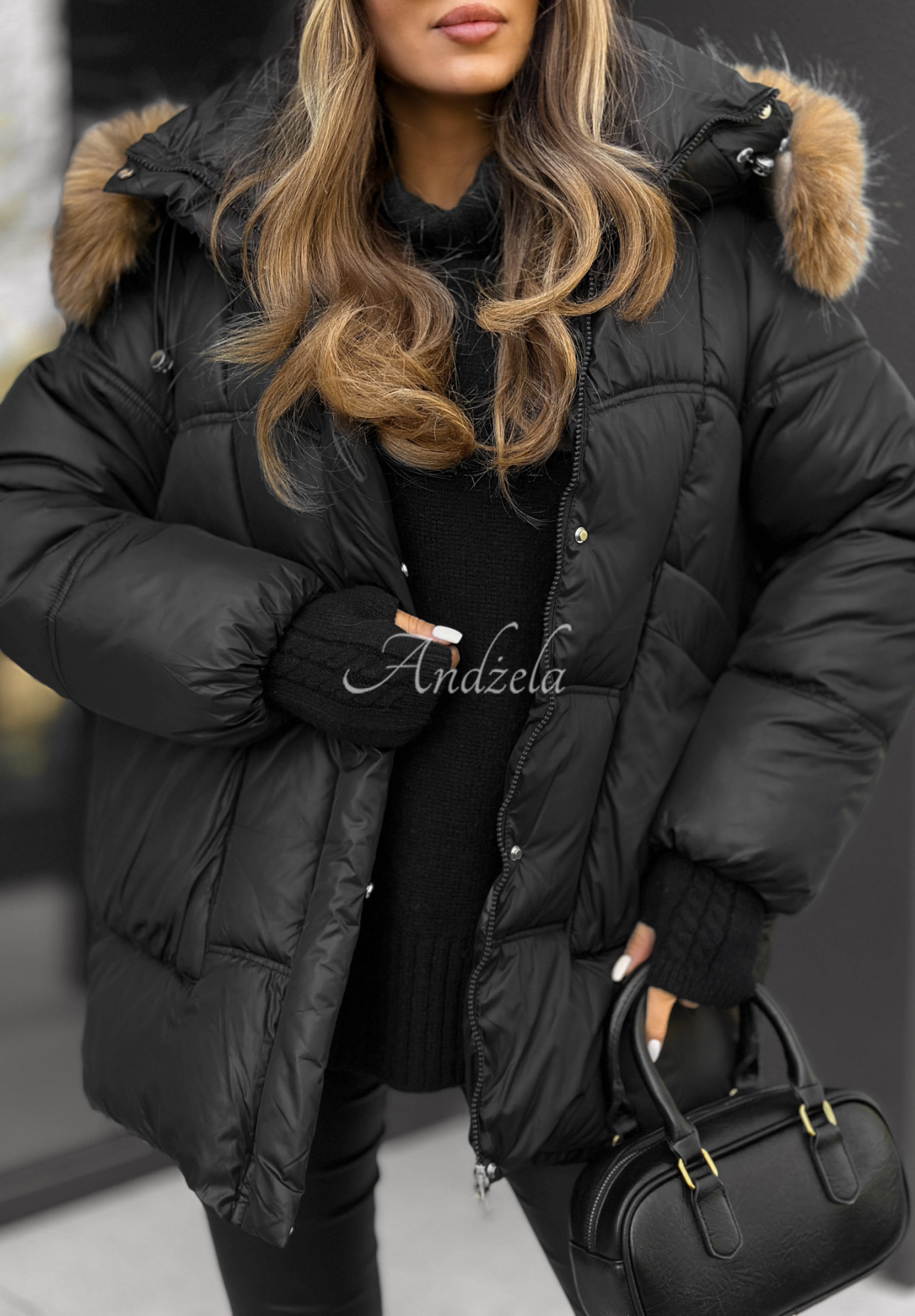 Quilted hooded jacket Say Goodbye black