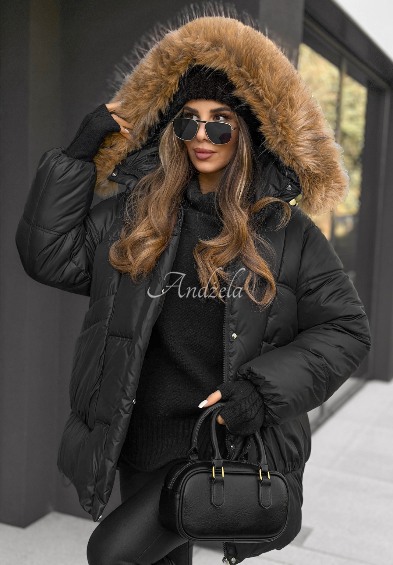 Quilted hooded jacket Say Goodbye black