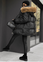 Pikowana kurtka z kapturem Say Goodbye czarna