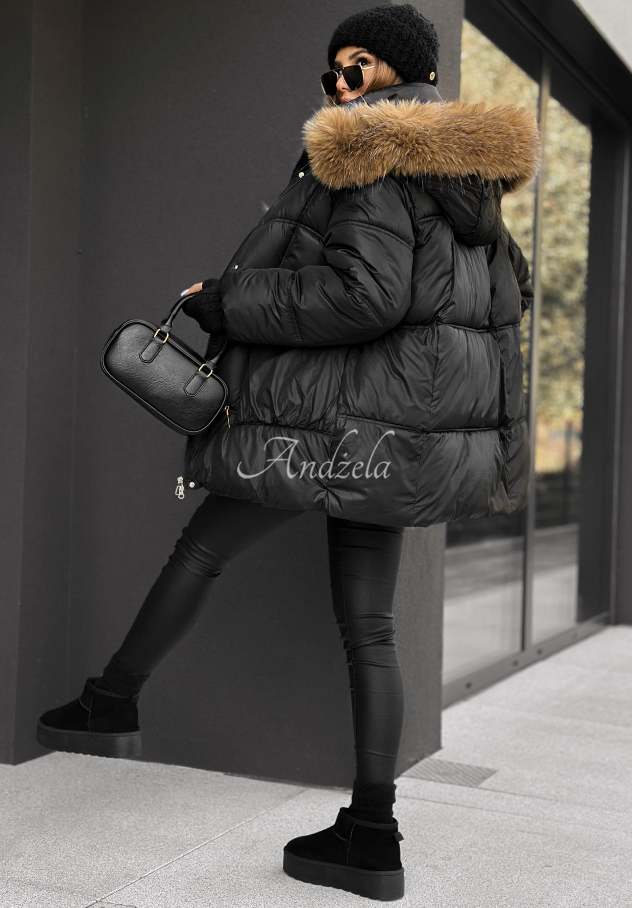 Quilted hooded jacket Say Goodbye black