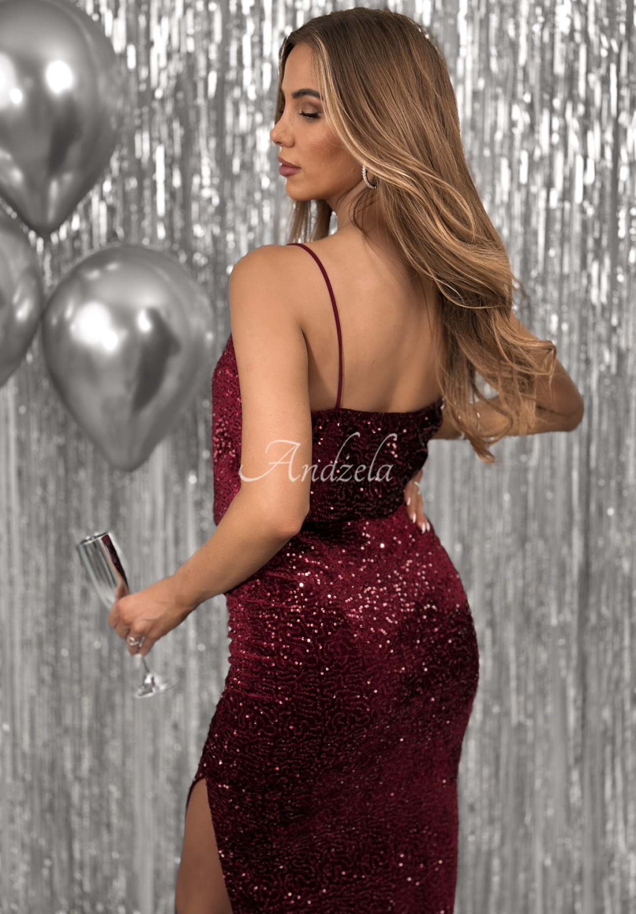 Sequin strapless top by The Mistletoe Lady burgundy