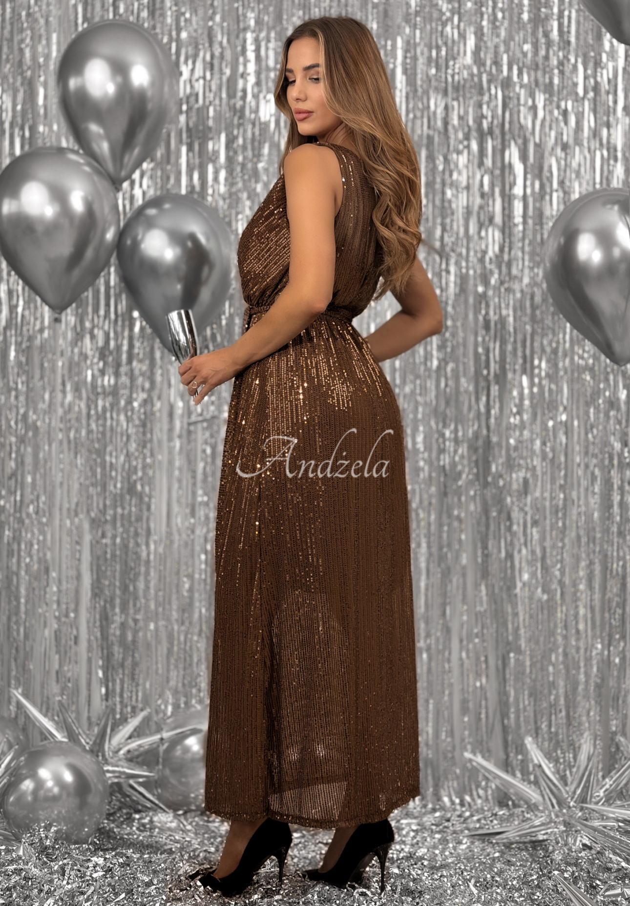 Sequin maxi dress by Endless Glitter chocolate