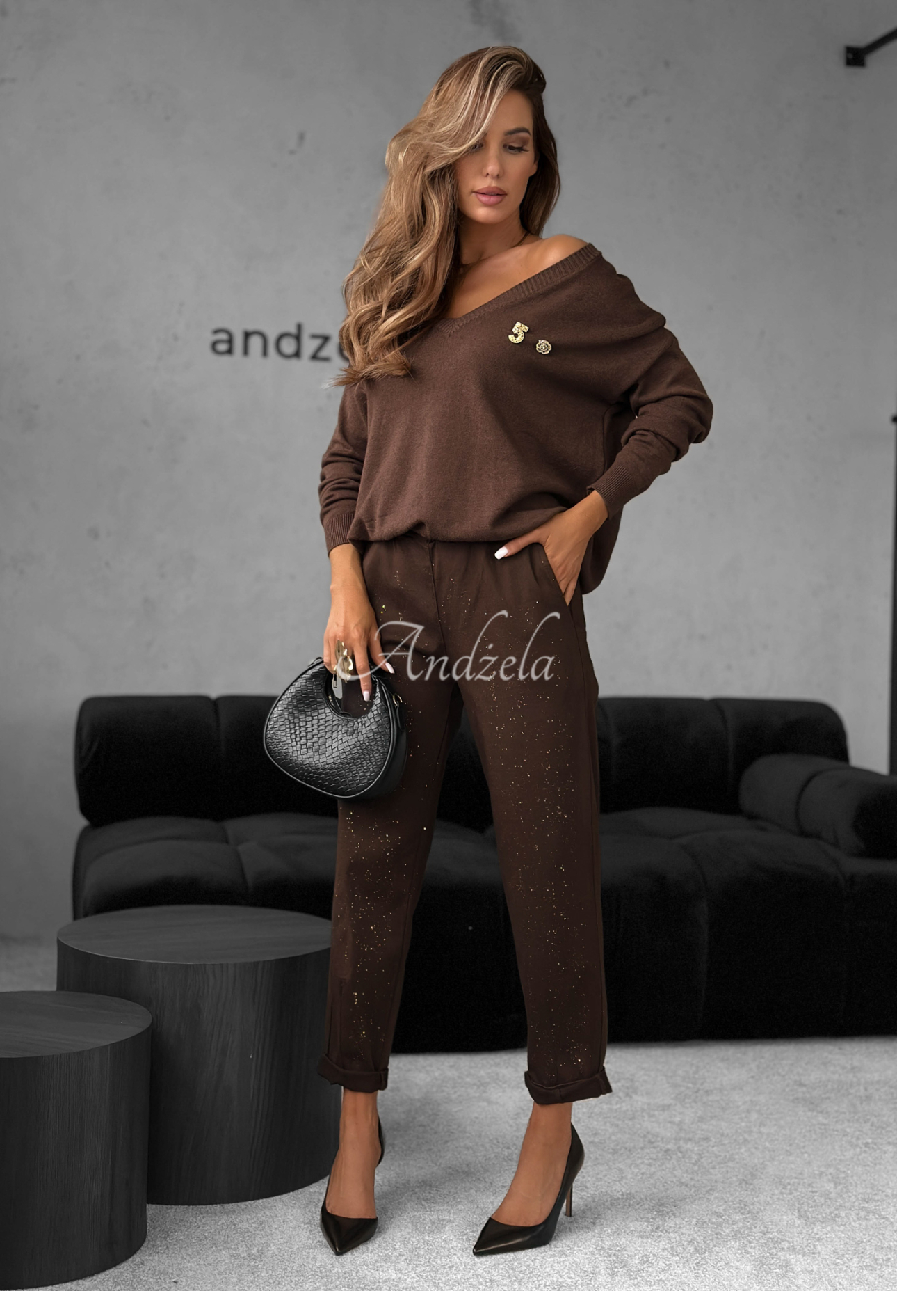 Pants with belt Unlock Your Potential chocolate