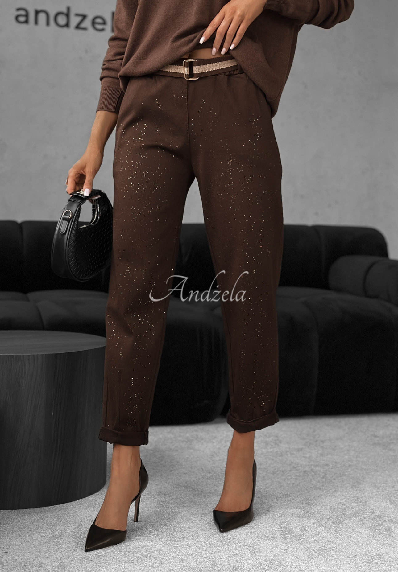 Pants with belt Unlock Your Potential chocolate