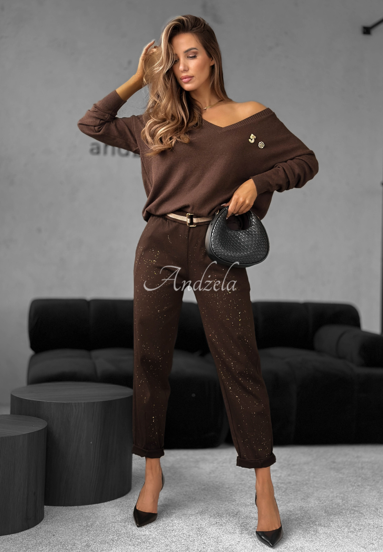 Pants with belt Unlock Your Potential chocolate