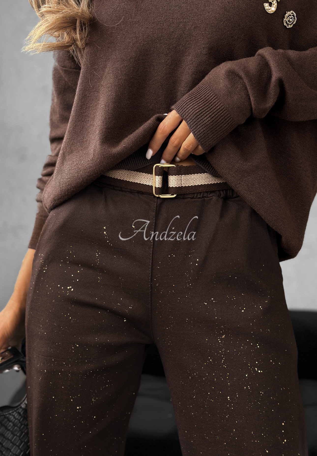 Pants with belt Unlock Your Potential chocolate