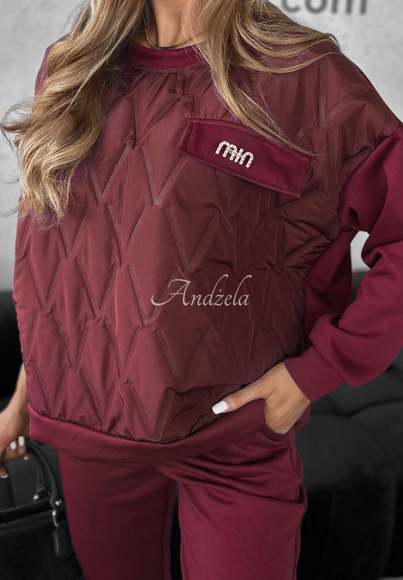 Sweatshirt and pants set with viscose Inside Out burgundy