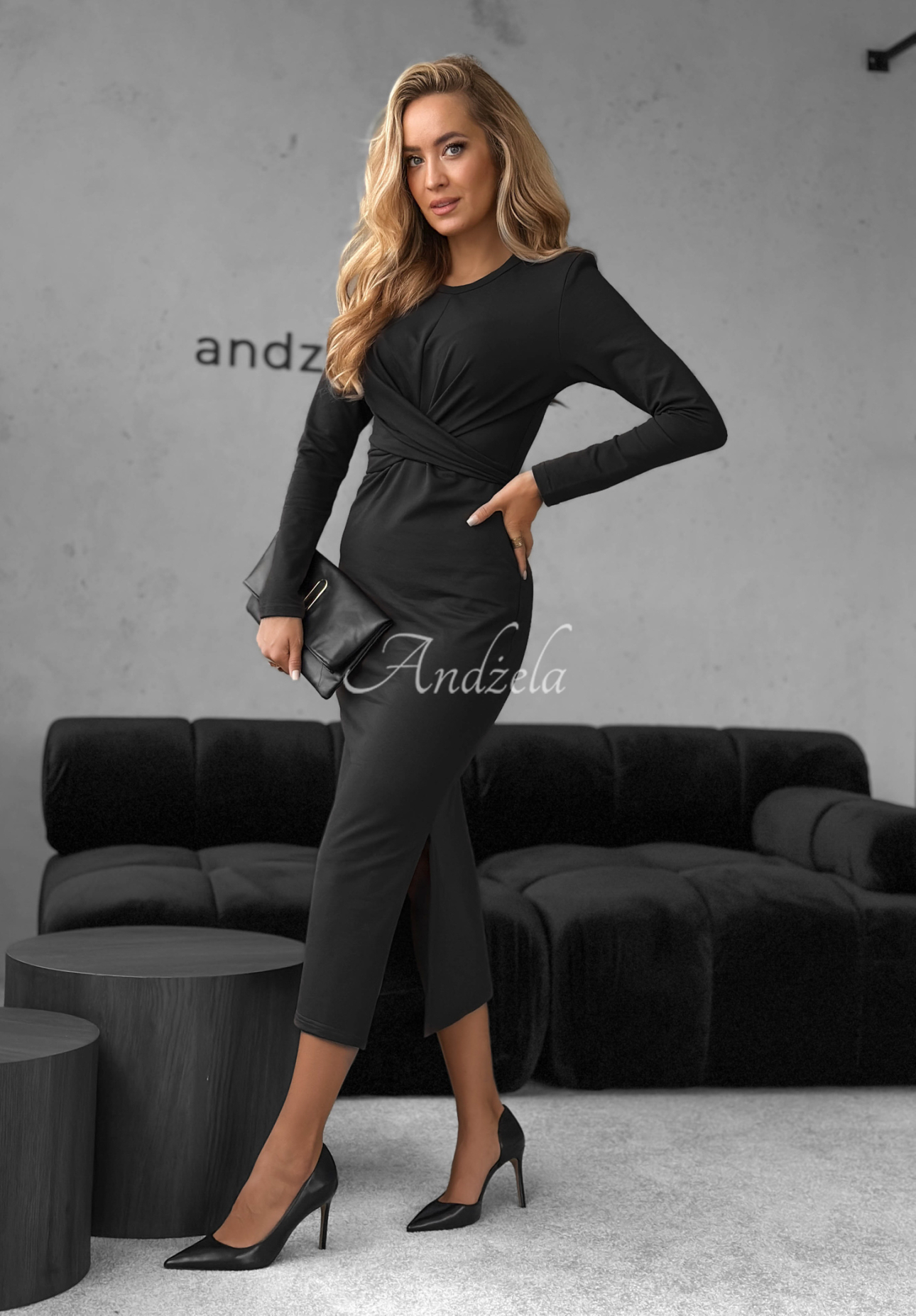 Tiered cotton midi dress by First Move black