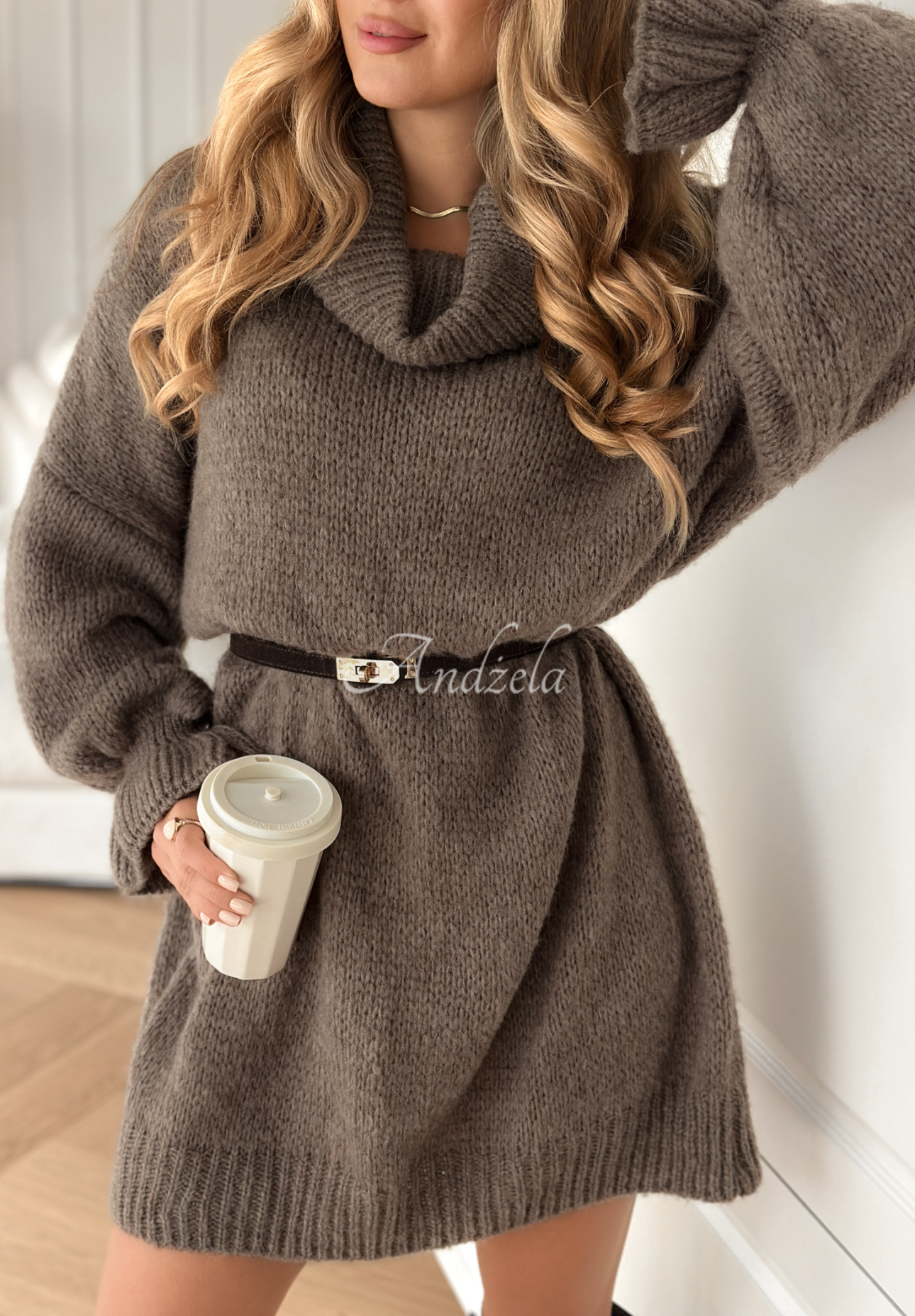 Sweater dress with wool and viscose Soft Hug mocha