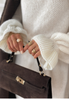 Długi sweter z golfem Soft Hug ecru