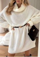 Długi sweter z golfem Soft Hug ecru