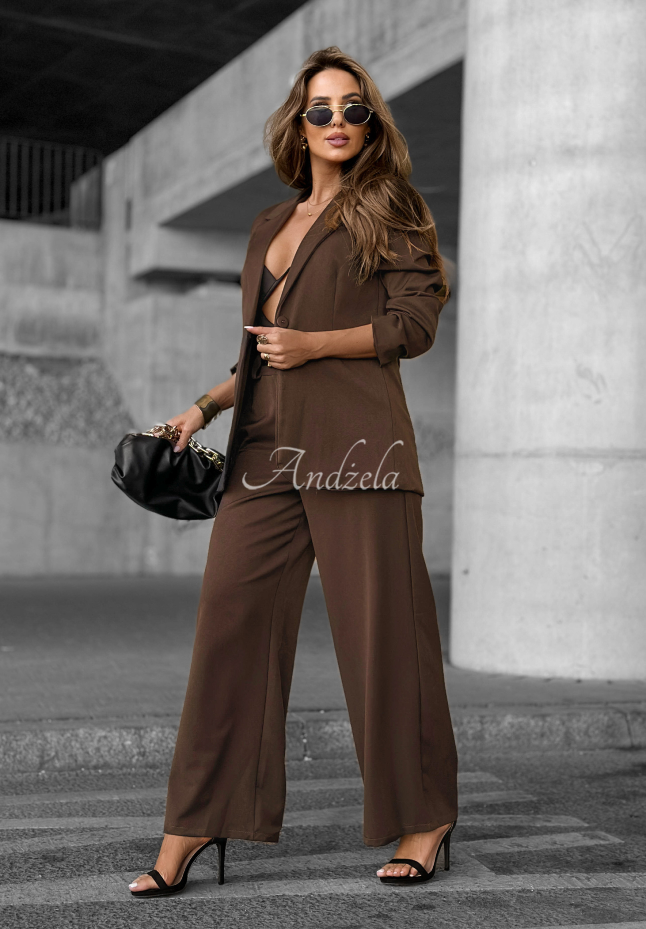 Marynarka Until You Ask jasnoczekoladowa