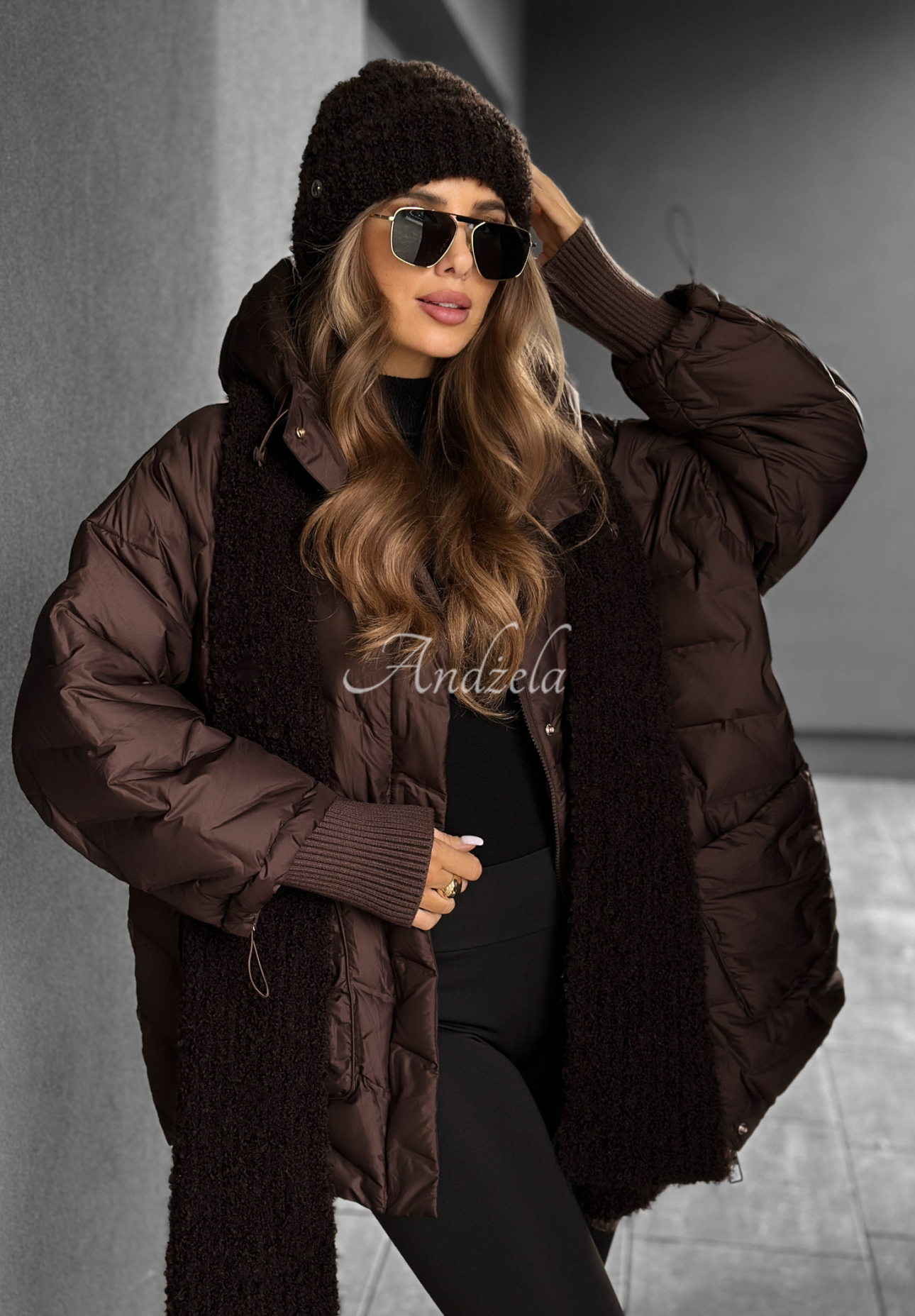 Choose Yourself chocolate hooded down jacket