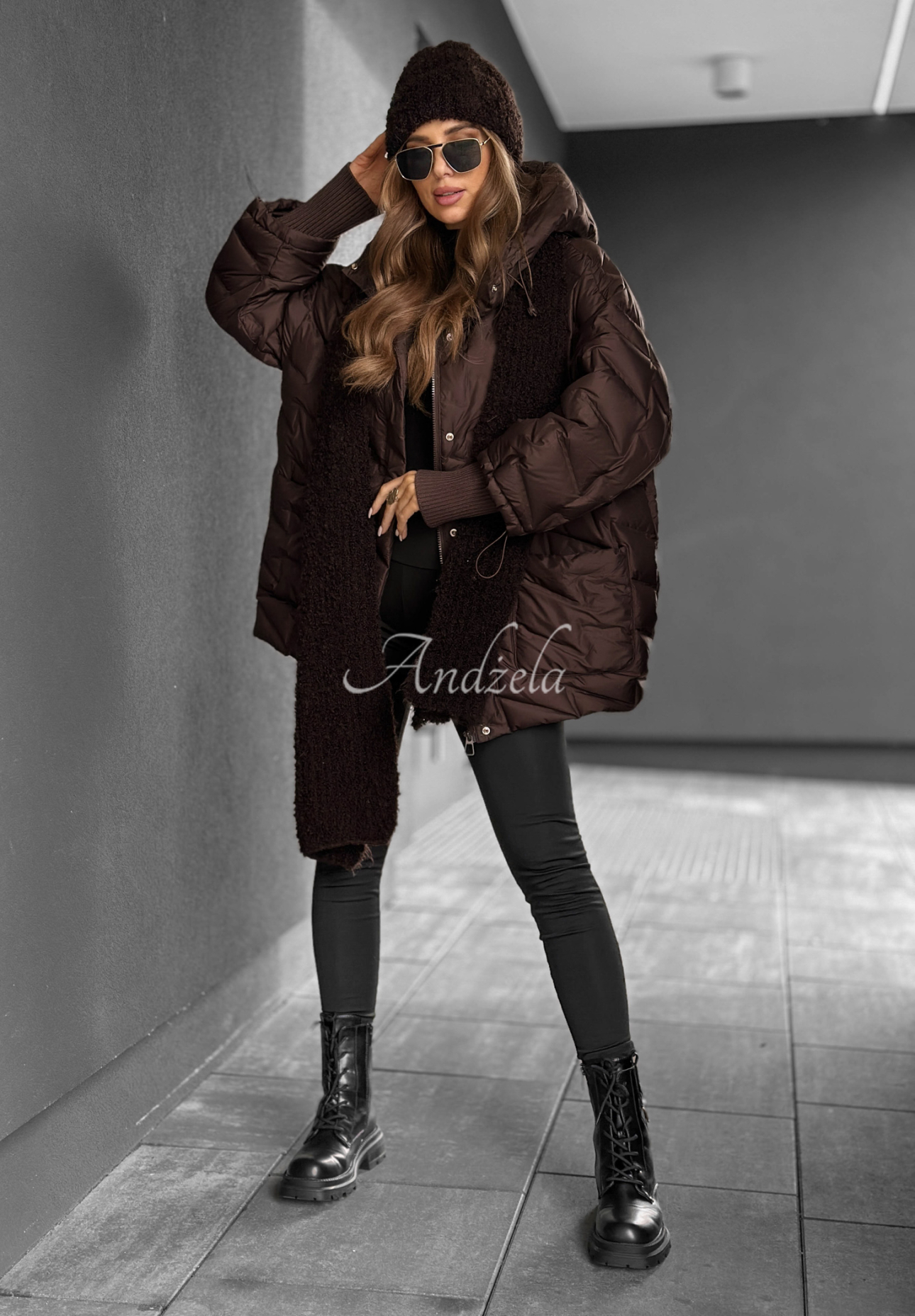 Choose Yourself chocolate hooded down jacket