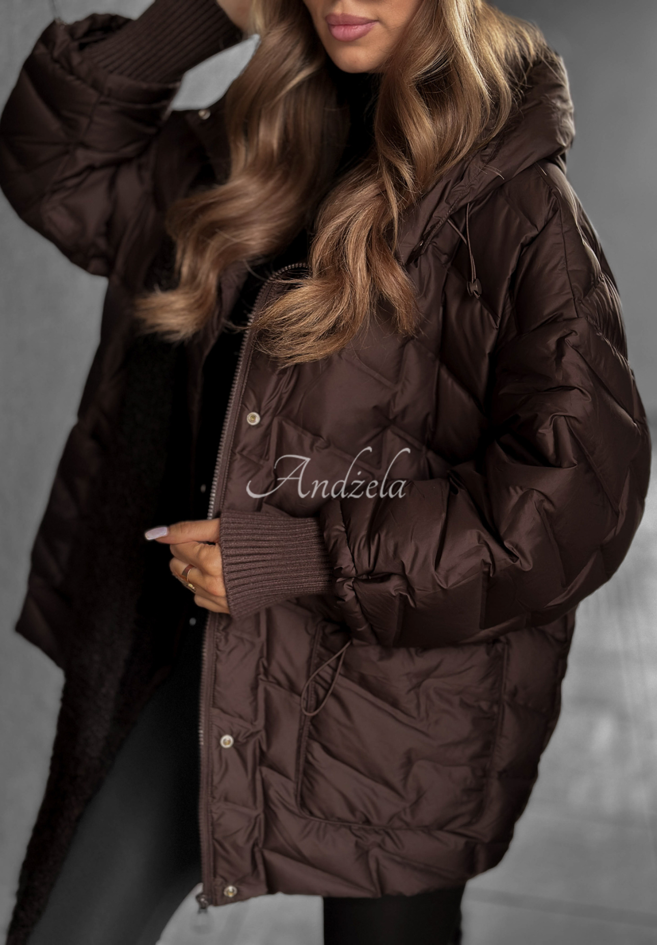 Choose Yourself chocolate hooded down jacket