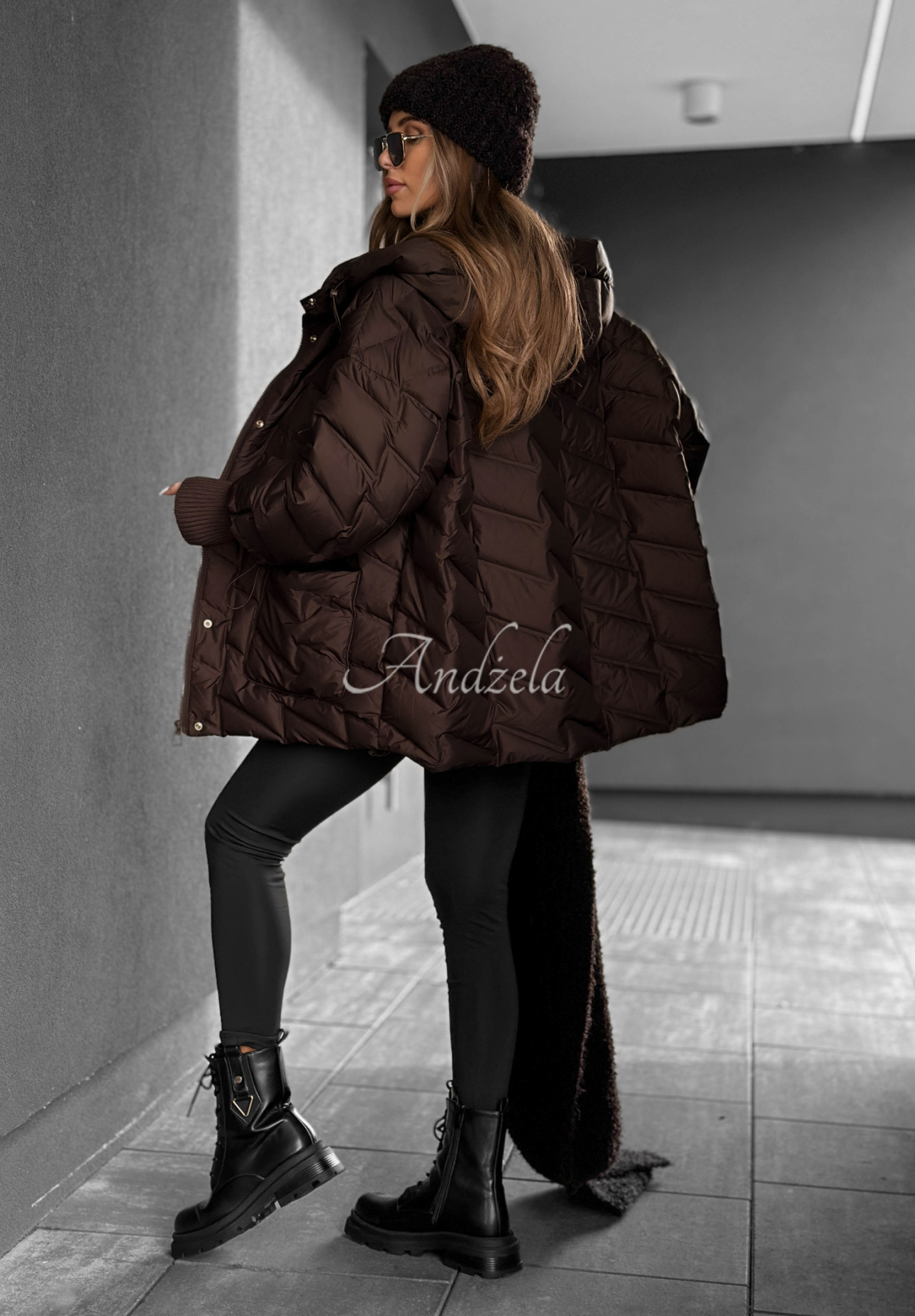 Choose Yourself chocolate hooded down jacket