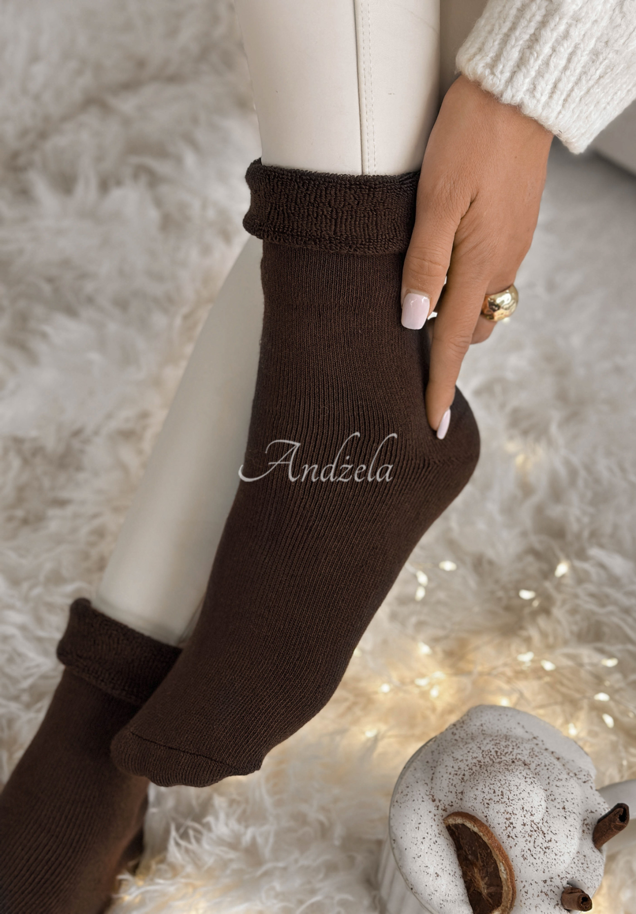 Cozy Mood chocolate long socks