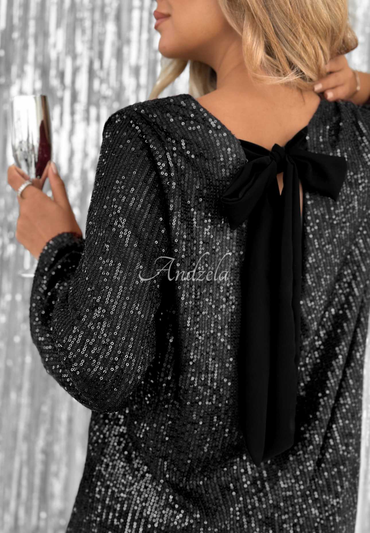 Sequin mini dress with back tie From The Sky black