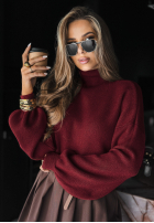 Wiskozowy sweter z golfem Hear My Words burgundowy